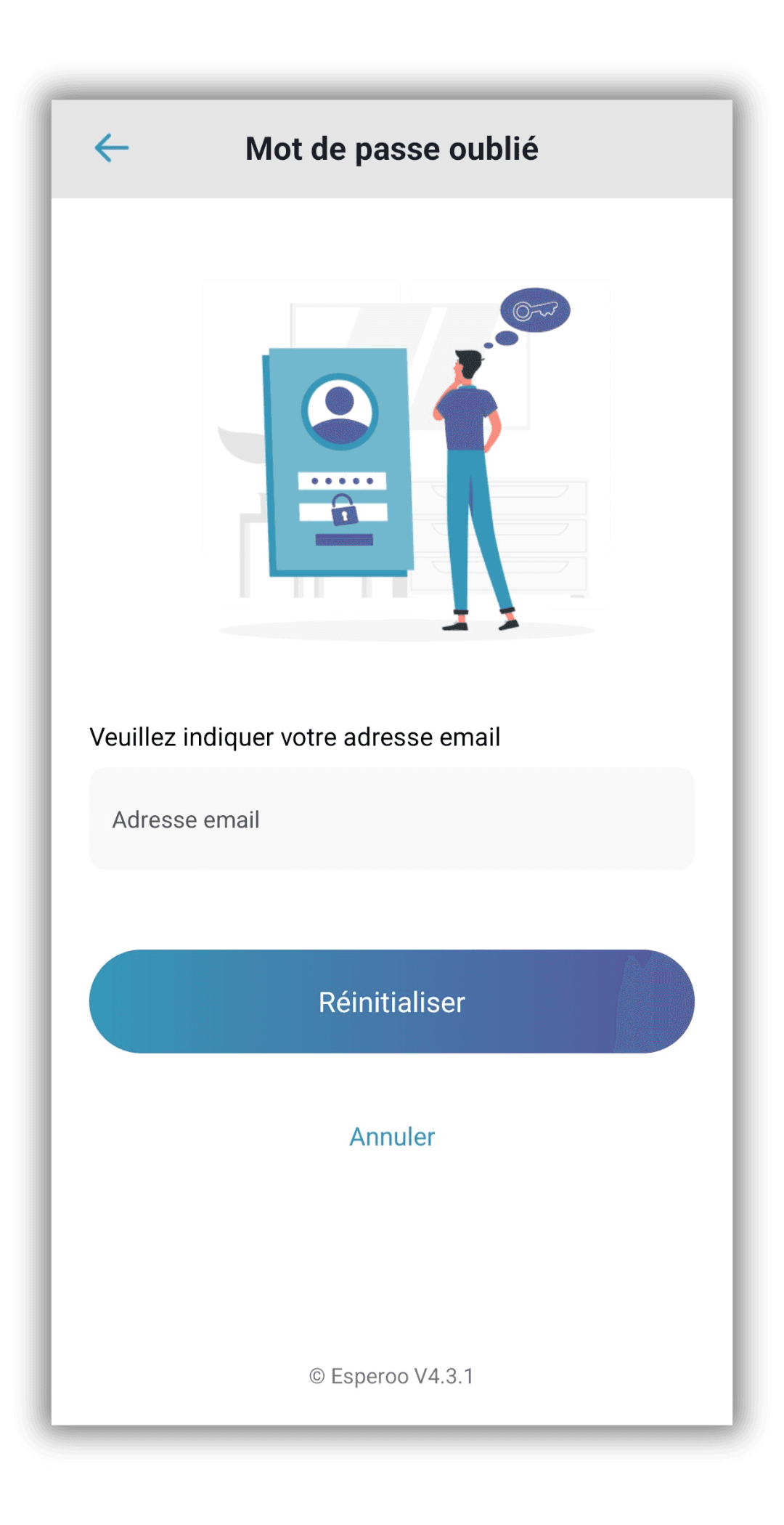 Application Esperoo mot de passe oublié